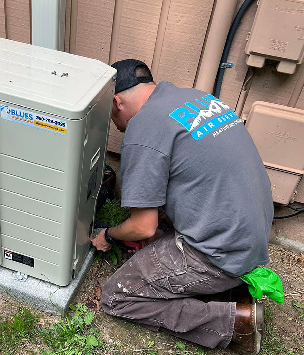 Blues HVAC servicing heat pump